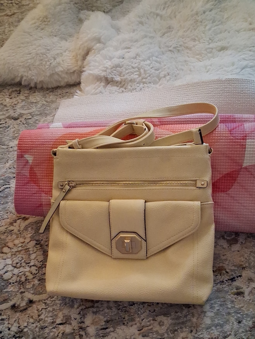 *Rosetti* Cream Crossbody Shoulder Bag with 2 Front Pockets